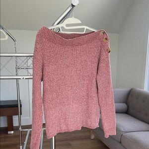 Chic Off-the-Shoulder Sweater with Button Details